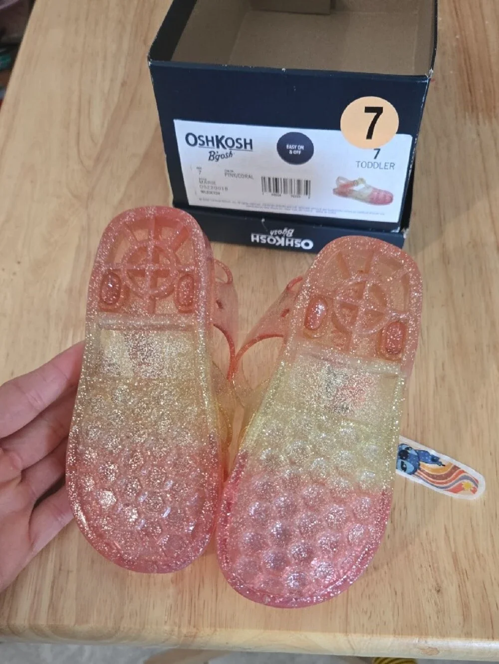 OshKosh B'gosh Glitter Jelly Sandals - Pink and Gold Sparkle